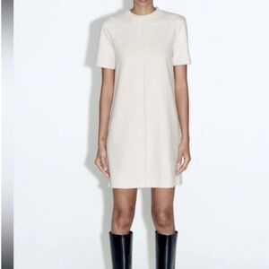 Zara Cream Short Sleeve Mini Dress
